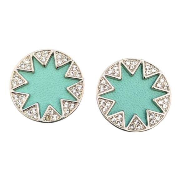 House of Harlow Sky Blue Sunburst Rhinestone Stud‎ Earrings - Picture 1 of 4